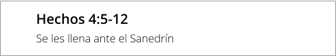 Hechos 4:5-12 Se les llena ante el Sanedrín