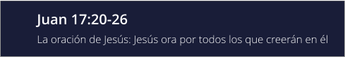 Juan 17:20-26 La oración de Jesús: Jesús ora por todos los que creerán en él