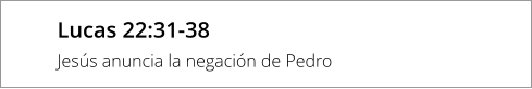 Lucas 22:31-38 Jesús anuncia la negación de Pedro