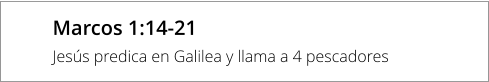Marcos 1:14-21  Jesús predica en Galilea y llama a 4 pescadores